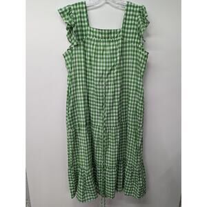 Draper James RSVP Womens Plus Size Dress Sleeveless Green Gingham Plaid Size XXL